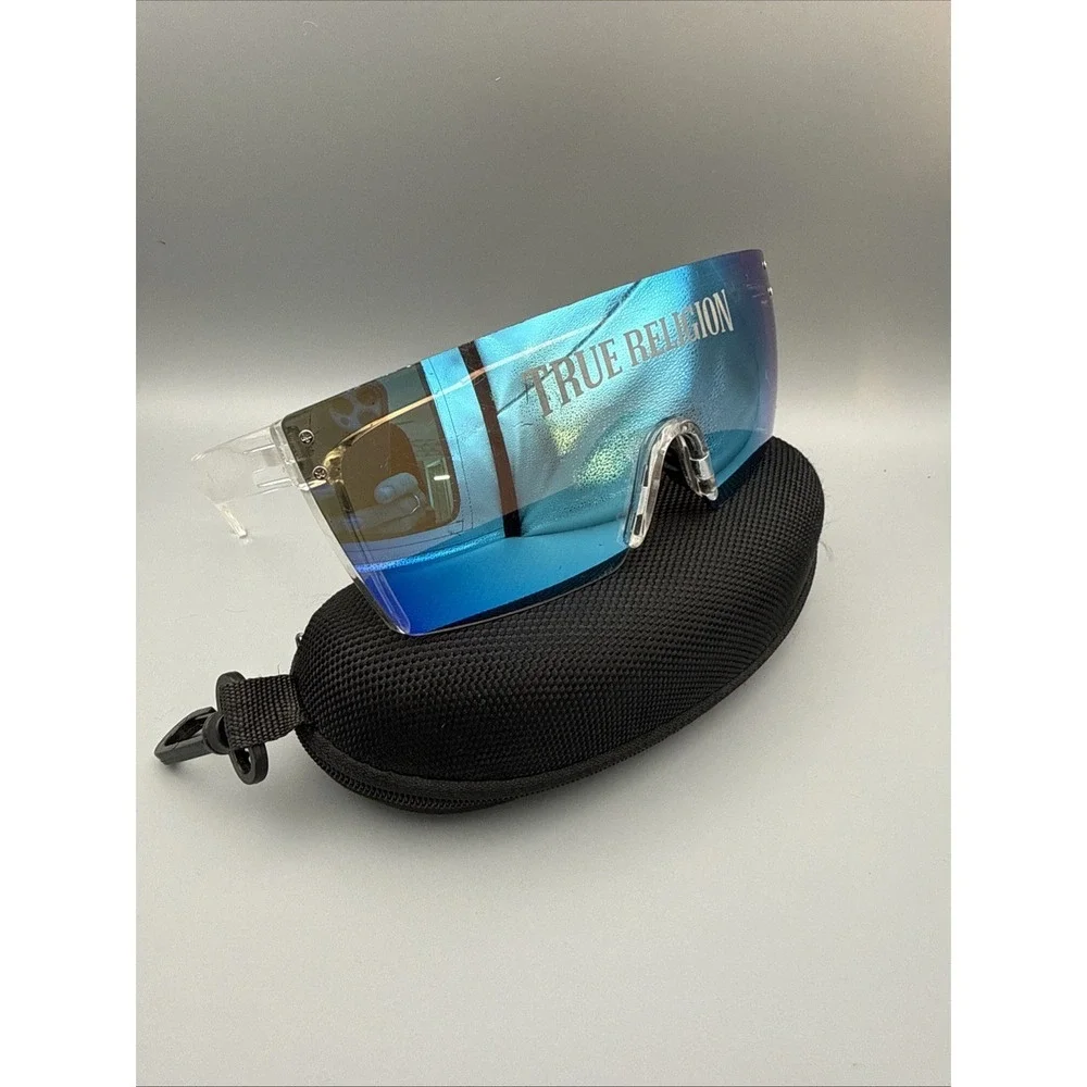 True Religion Rimless Sunglasses Authentic Clear Frame Mirror Lens Oversized HOT